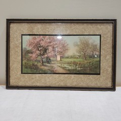 Cottage Garden Art Print Framed Hopkins Cherry Blossom Landscape Wall Home Decor