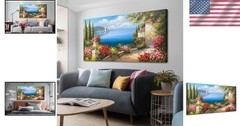 Hand-Painted 48×24 Framed Landscape Art – Perfect for Living Room Elegance