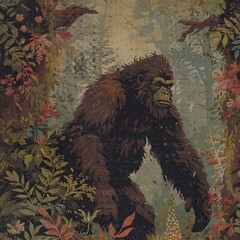 BIGFOOT BOTANICAL Wall Art, SASQUATCH Flower Poster Print, Cryptid Floral Decor