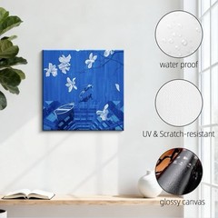 16X16” Night Ocean &Moonlight Wall Art Decor Set of 2 Framed Canvas Cool Blue