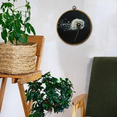 Hiuwevt Dandelion Round Wall Art Decor, White Flower 10″L x 10″W, Color57
