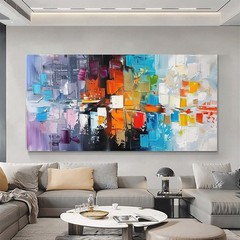 Purple Abstract Wall Art Hand Painted Oil Painting on Canvas Home Decor 24*47in