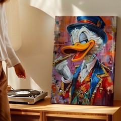 Wall Art Colorful Duck Gentleman Portrait Canvas Print Abstract Graffiti Decor