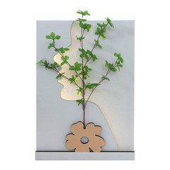 Wall-Mounted Sandstone Decor Wall Art Painting Wall Art Decor w/ Simulated Plant