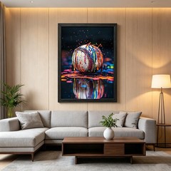 Black Solid Wood Framed Graffiti Baseball Wall Art, 8×10 Inch Colorful Sports…