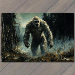 Art Print Bigfoot Walking at Sunset Majestic Forest Scene Mythical Creature Yet