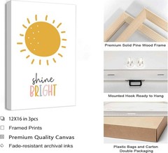 3 Pcs Boho Nursery Canvas Wall Art Dream Big Be Brave Shine Bright Bohemia Su…
