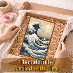 Japanese Wave Wall Art 11×17 Framed Great Wave Off Kanagawa Poster Hokusai Style