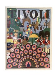 Vintage Original Gunvor Ask Tivoli Denmark Travel Poster Framed 25” W x 33.25” T