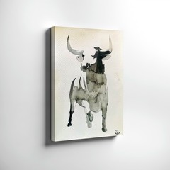 Wall Art Abstract Antelope Watercolor Painting Black Gray Animal Print Decor