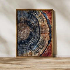 Tree Ring Wall Art, Abstract Colorful Tree Ring Wall Decor