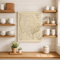 Texas Republic Map 1841 Vintage State Cartography Historic Wall Art