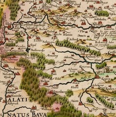 Ancient Old Antique Early 1642 Map Of Bohemia; Canvas, Magnetic Wooden Hanger