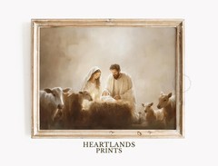 Nativity Scene Poster, Jesus Christmas Canvas Wall Art,Christian Religious Decor