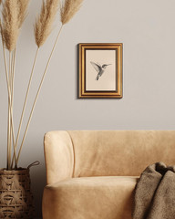 Vintage Gold Framed Wall Art for Living Room, Birds Canvas Prints Home Decor, Sk