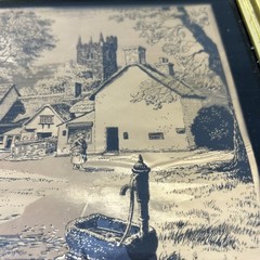 Lionel Barrymore Etched Gold Foil Print Framed Mid-Century Modern 10 1/2 “ VTG