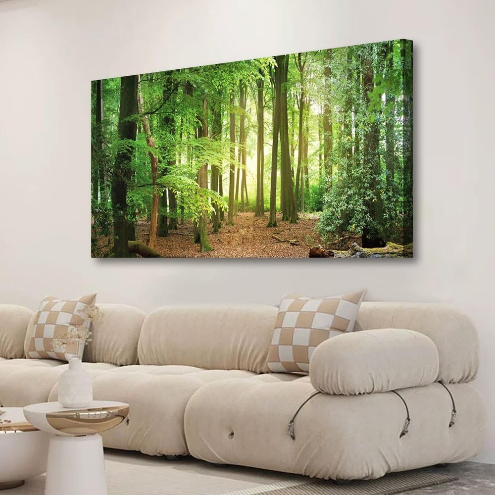 Green Forest Wall Art for Living Room Bedroom Office Large Nature Canvas Wall…