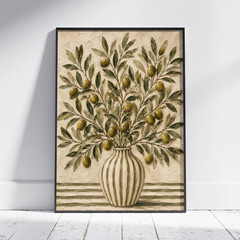 Vintage Olive Tree Poster – Still Life Floral Art Print – Tuscan Kitchen Decor