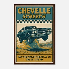 1970 Chevelle SS Poster – Retro Muscle Car Wall Art – Gift for Dad, Car Guy