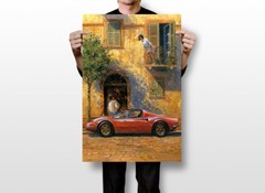 Classic Ferrari Car Couple Original Vintage Wall Art Home Decor – POSTER 20×30