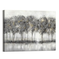 Canvas Wall Art Tree Picture Abstract Forest Landscape Painting Grey Trees Na…