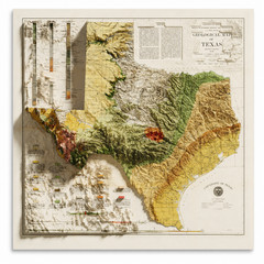 Texas Geological Map Wall Art – Vintage 2D Topographic Poster Print Decor