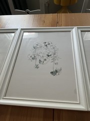 IKEA Floral Botanical Wall Art Prints Framed Set of 3 White Frames Decor