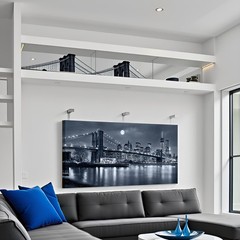 LevvArts Brooklyn Bridge Wall Art Moon Night New York City Picture Print on C…