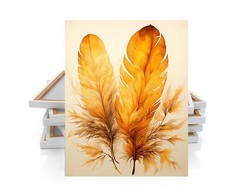 11×14 Mustard Feathers Canvas Print Wall Art
