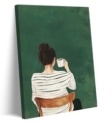 Coffee Lover Canvas Wall Art Modern Simplicity Woman Drinking Coffee Wall Dec…