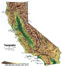 CALIFORNIA TOPOGRAPHY ROAD MAP GLOSSY POSTER PICTURE PHOTO PRINT BANNER ca 9723