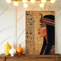 Wall Art Egyptian Queen Portrait Canvas Print Hieroglyphics Ancient Home Decor