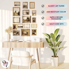 97 Decor Antique Wall – 16 Pcs Vintage Art UNFRAMED,