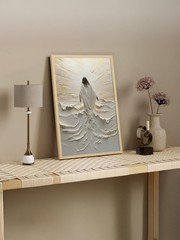 Jesus Walking on Water Wall Art Natural Wood Framed Religious Wall Decor Chri…