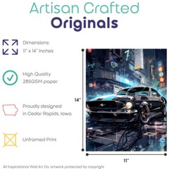 Ford Mustang Poster Room Classic Car Decor Art Garage Wall 11×14 Inches Unframed
