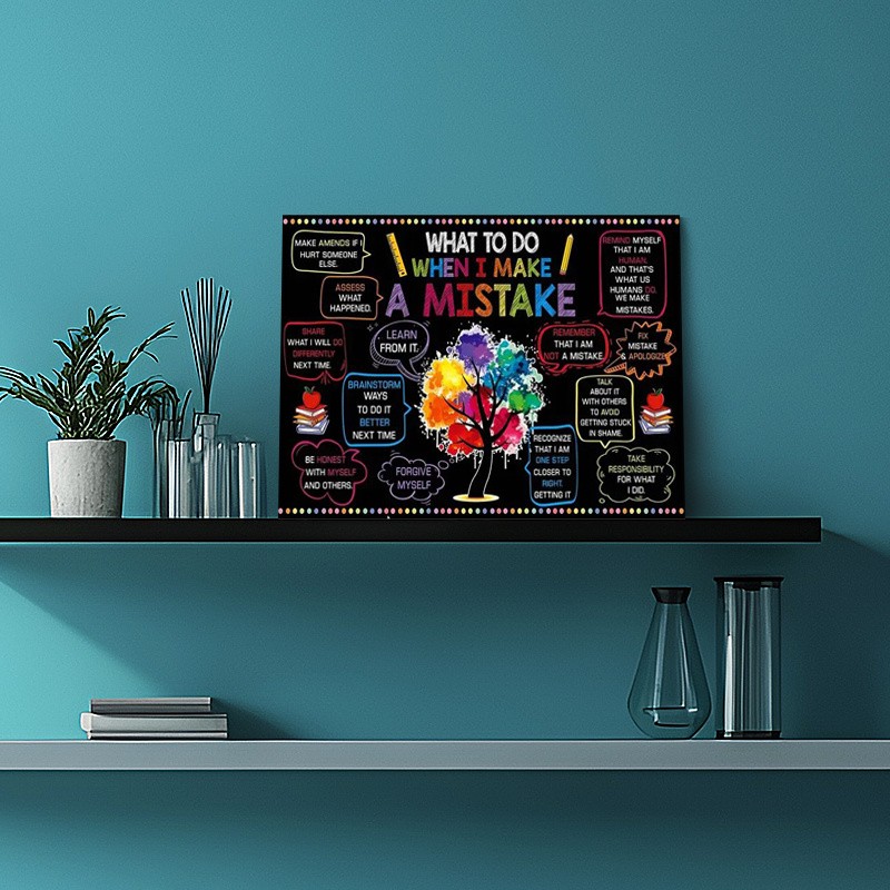 Canvas Art Kids Mistake Growth Guide Color Tree Classroom Wall Decor