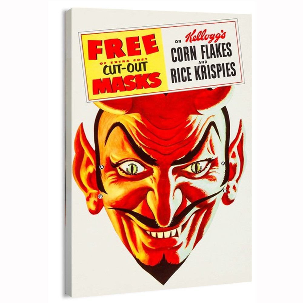 1953 Kellogg’s Corn Flakes and Rice Krispies Cut-Out Mask Poster or Canvas