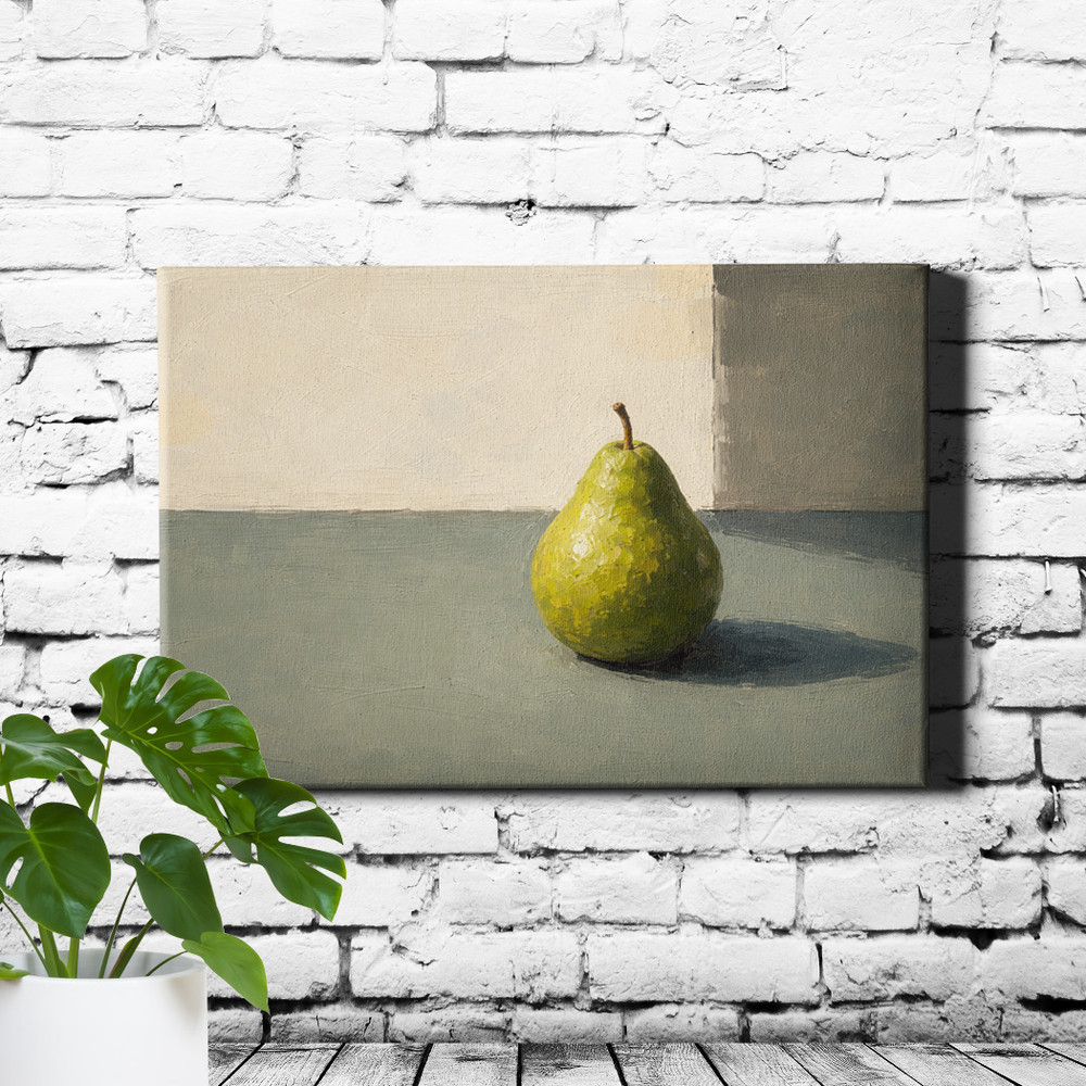 Green Pear Still Life Art Print Painting Minimalist Color Block