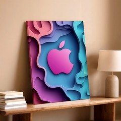 Wall Art Abstract Layered Paper Cut Style Colorful Fruit Logo Modern Poster