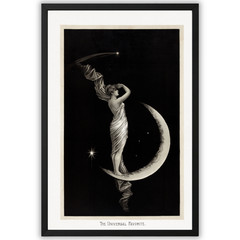 Vintage Celestial Moon Lady Poster Black White Art Deco Framed 11×17 Wall Decor