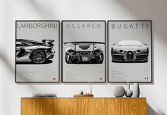 9Pcs Super Car Posters for Boys Room, Racing Car Wall Art for Me…