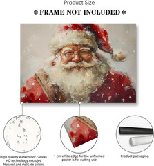 Vintage Christmas Canvas Wall Art Santa Claus Portrait Prints Poster Antique …