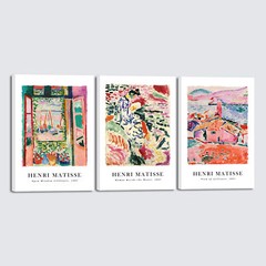 Large 3 Piece Henri Mattise Art Abstract Colorful Matisse Posters Canvas Prints