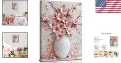 Pink Floral Canvas Wall Art Decor