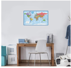 Laminated World Map Poster – Wall Chart Map of Earth – 18″ x 29″ (Blue)