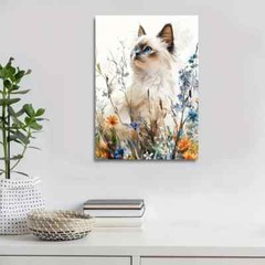 Beautiful Charming Ragdoll Cat Painting Metal Print Ready to Hang