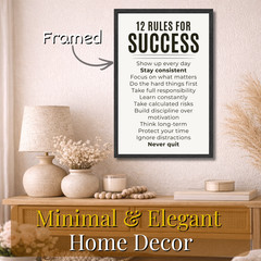 12 Rules for Success Poster Framed 11×17 Motivational Wall Art Inspirational