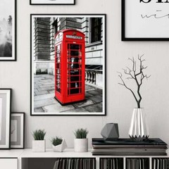Red Telephone Booth Classic London Street Art Poster Print. Great for White Wall