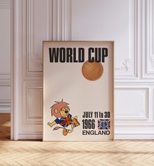 1966 World Cup Poster Vintage Soccer Football Wall Art Retro Print Decor