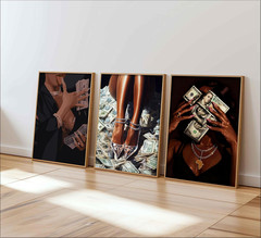 Trendy Black Girl Money Wall Art African American Women Pictures Wall Decor Fash